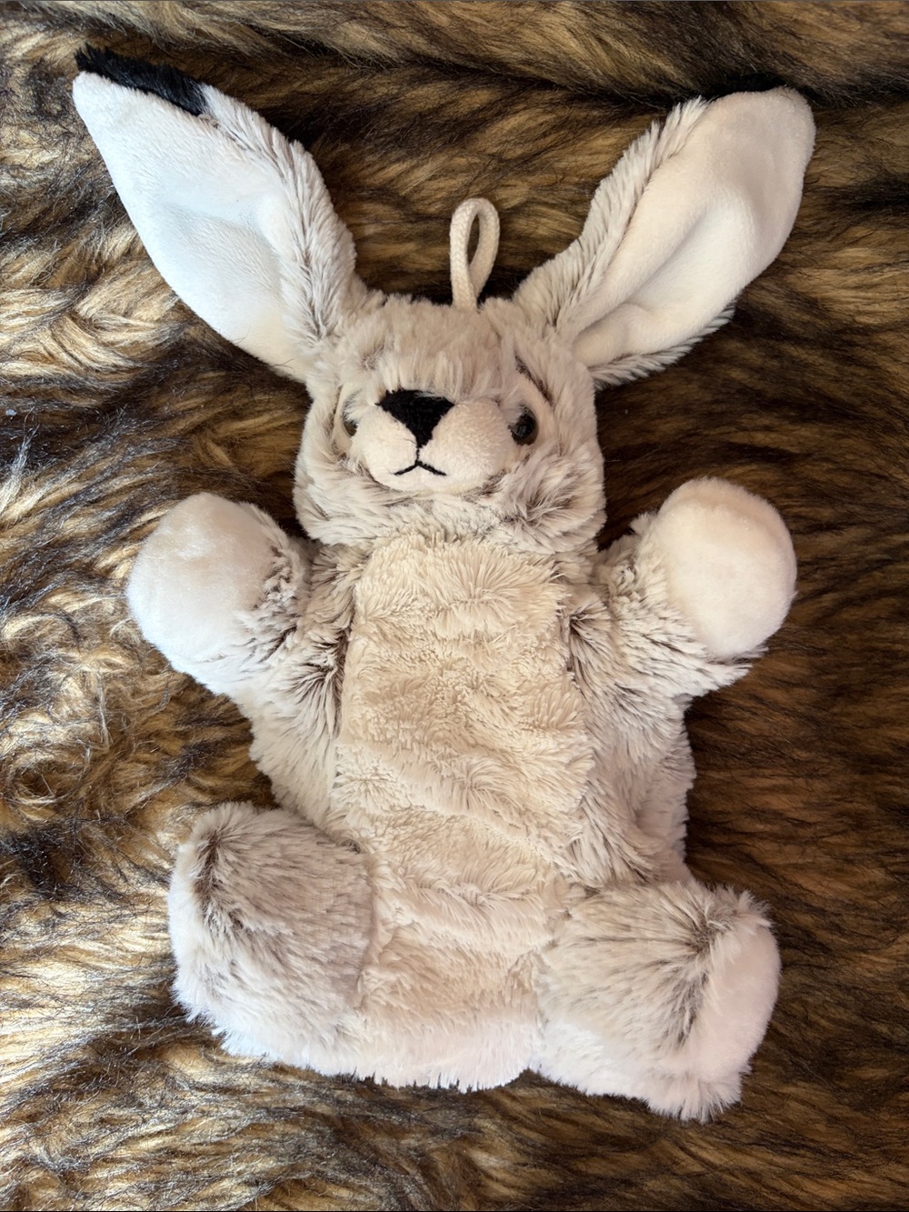 Rodadou Roda Plush Bunny Rabbit Hand Puppet RARE Made in France Gray and White
